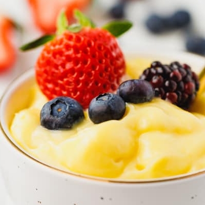 Custard with Fruits & Cream